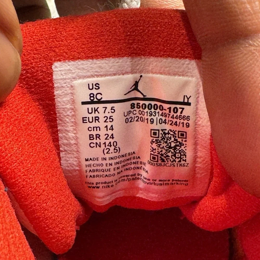 Jordan 12 Retro Chinese New Year 2019 White Red Toddler Shoes 8C 850000-107‎